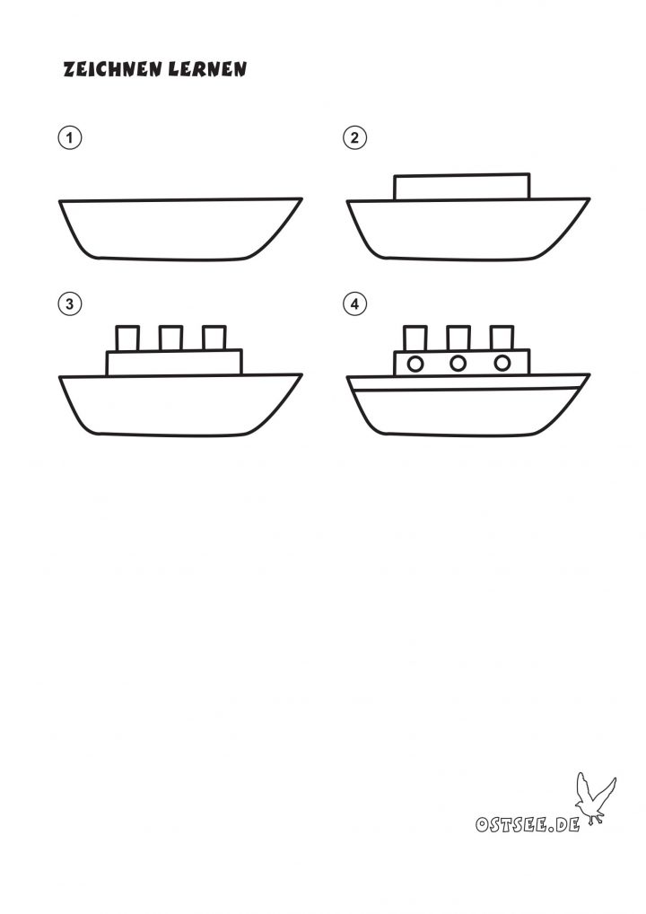 Kleine Ostsee-Fans Können Lernen, Ein Schiff Zu Zeichnen bestimmt für