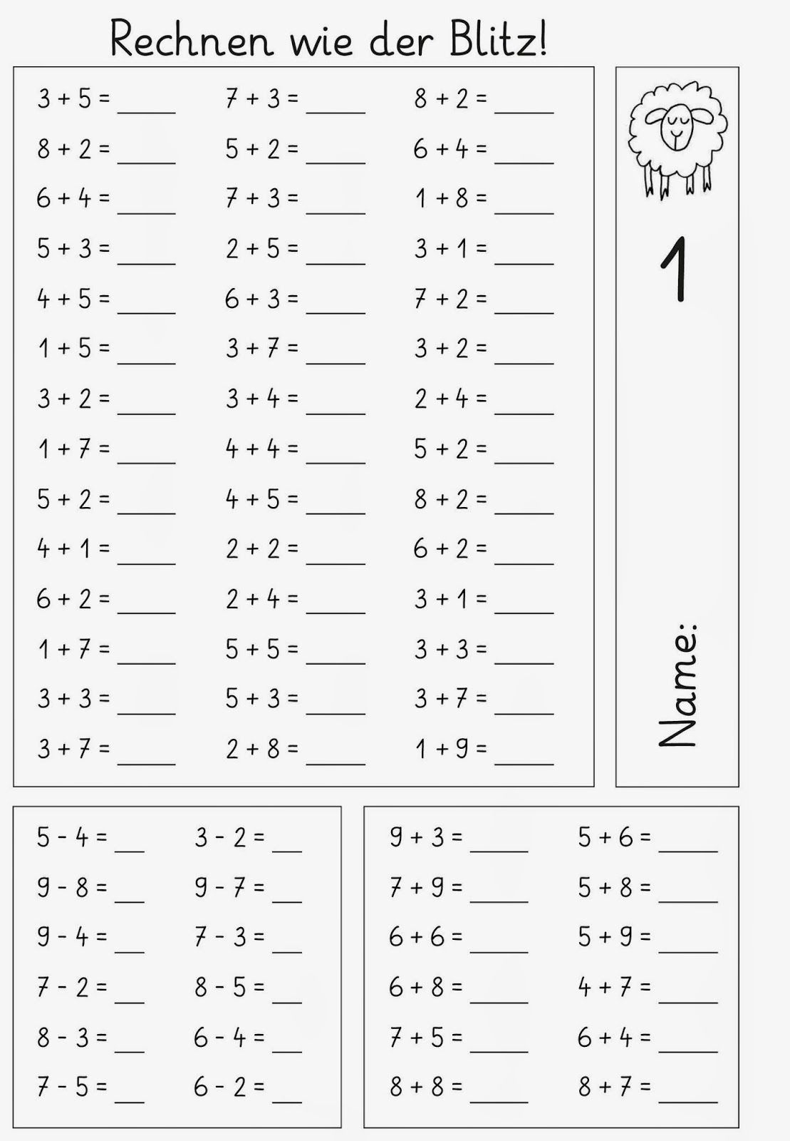 Kopfrechnen Zr Bis 10 | Lernen, Kopfrechnen, Matheaufgaben für Matheaufgaben 1 Klasse Arbeitsblätter
