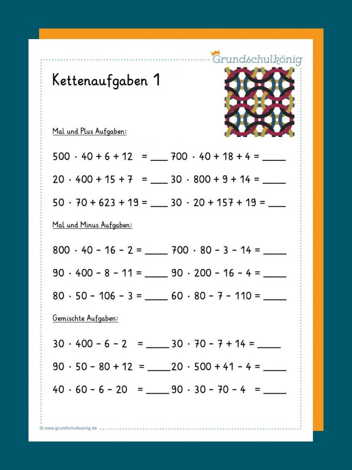 Kostenlose Arbeitsblätter Mit Kettenaufgaben Für Mathe In bei Lernspiele Mathematik 4 Klasse Kostenlos