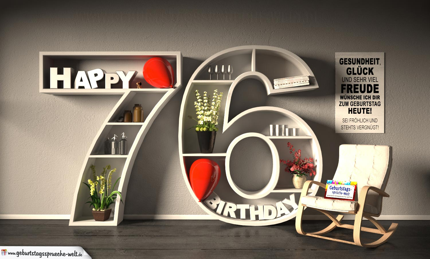 Kostenlose Geburtstagskarte Happy Birthday Mit Spruch Zum 76 bestimmt für Kostenlose Geburtstagsgrüße
