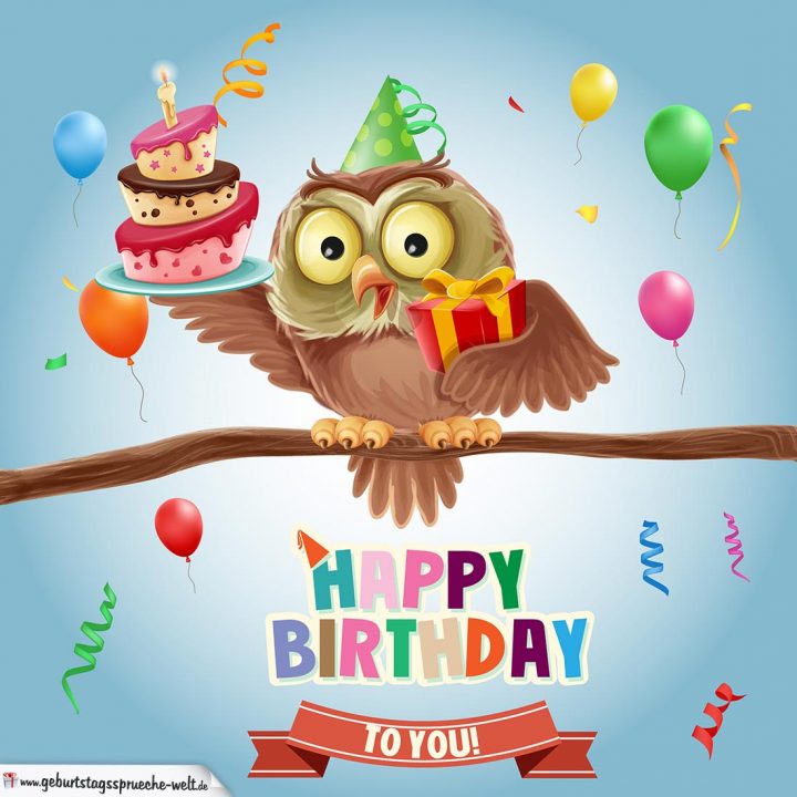 Kostenlose Happy Birthday Karte Mit Eule Für Kinder innen Happy Birthday Karte Kostenlos