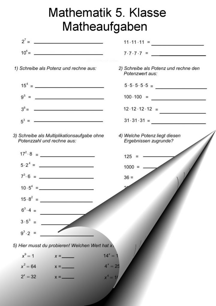 Kostenlose Mathe Arbeitsblätter bei Mathe Lernen 5 Klasse Gymnasium