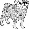 Kostenloses Ausmalbild Hund - Mops. Die Gratis Mandala ganzes Hunde Schablonen Ausdrucken