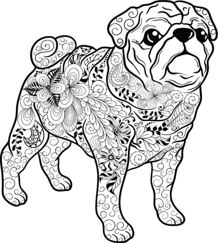 Kostenloses Ausmalbild Hund - Mops. Die Gratis Mandala ganzes Mops Ausmalbilder