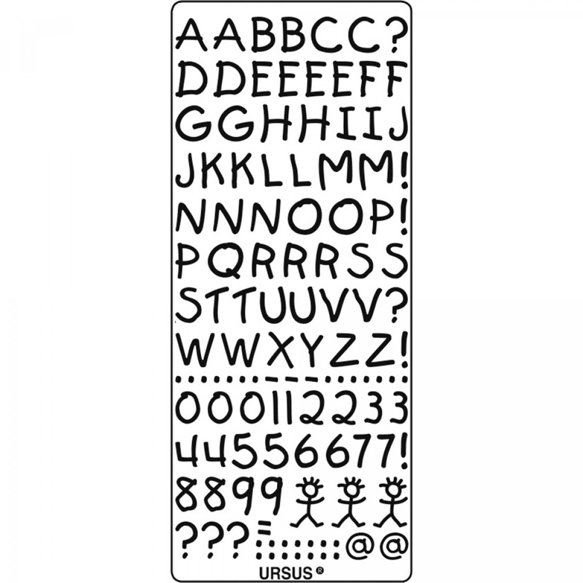 Kreativ Sticker &quot;buchstaben &amp; Zahlen&quot; Schwarz über Zahlen In Buchstaben