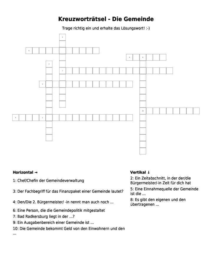 Kreuzworträtsel &quot;kreuzworträtsel - Die Gemeinde&quot; Als Pdf in Lösungswort Kreuzworträtsel