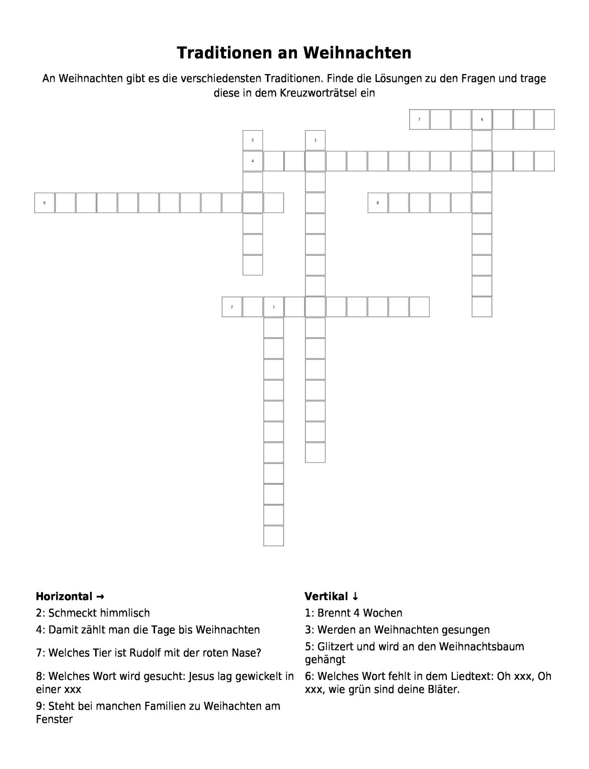 Weihnachten Kreuzworträtsel - kinderbilder.download | kinderbilder.download