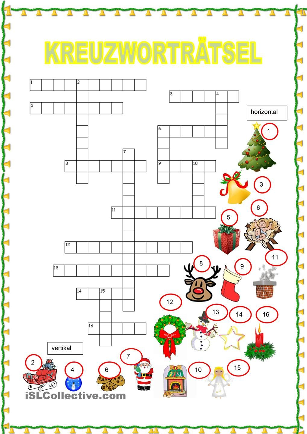 Kreuzworträtsel - Weihnachten (Mit Bildern) | Weihnachten in Kinderrätsel Weihnachten