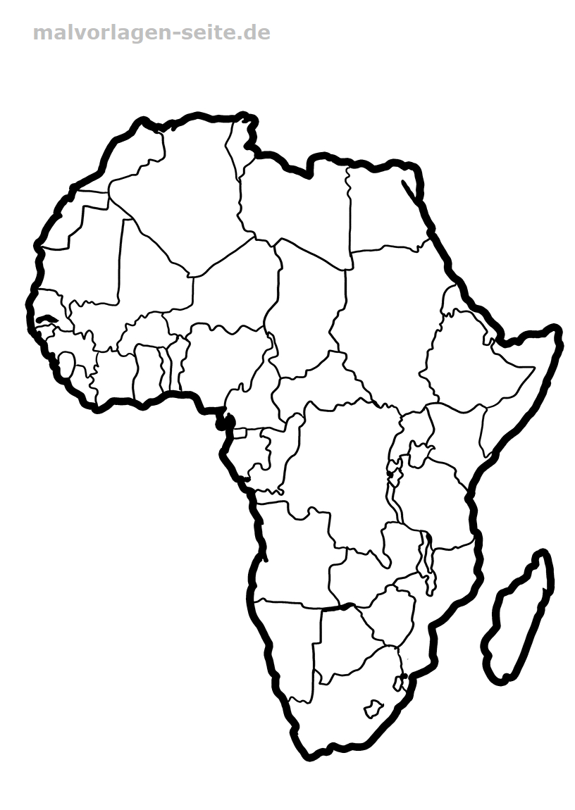 Landkarte Afrika - Ausmalbilder Kostenlos Herunterladen ganzes Bilder Zum Abpausen
