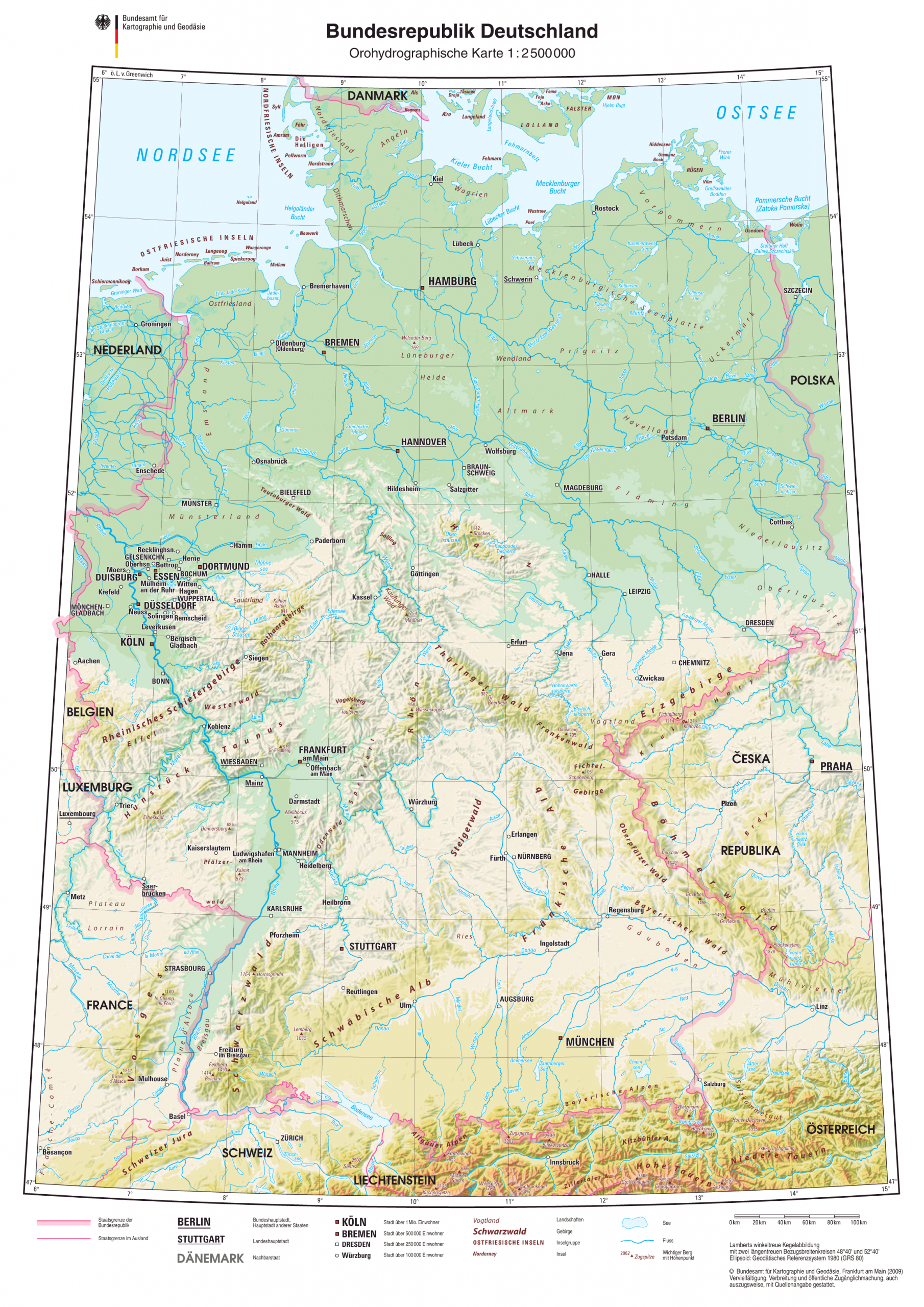Landkarte Deutschland - Deutschlandkarte - Deutschland Landkarte innen Deutschlandkarte Din A4 Zum Ausdrucken