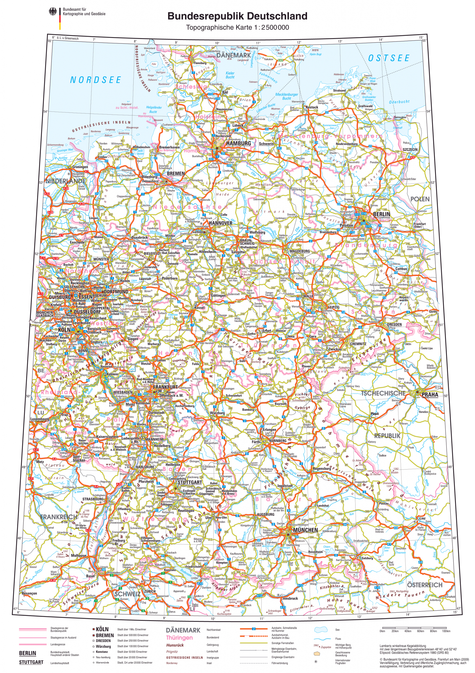 Landkarte Deutschland - Deutschlandkarte - Deutschland Landkarte mit Deutschlandkarte Din A4 Zum Ausdrucken