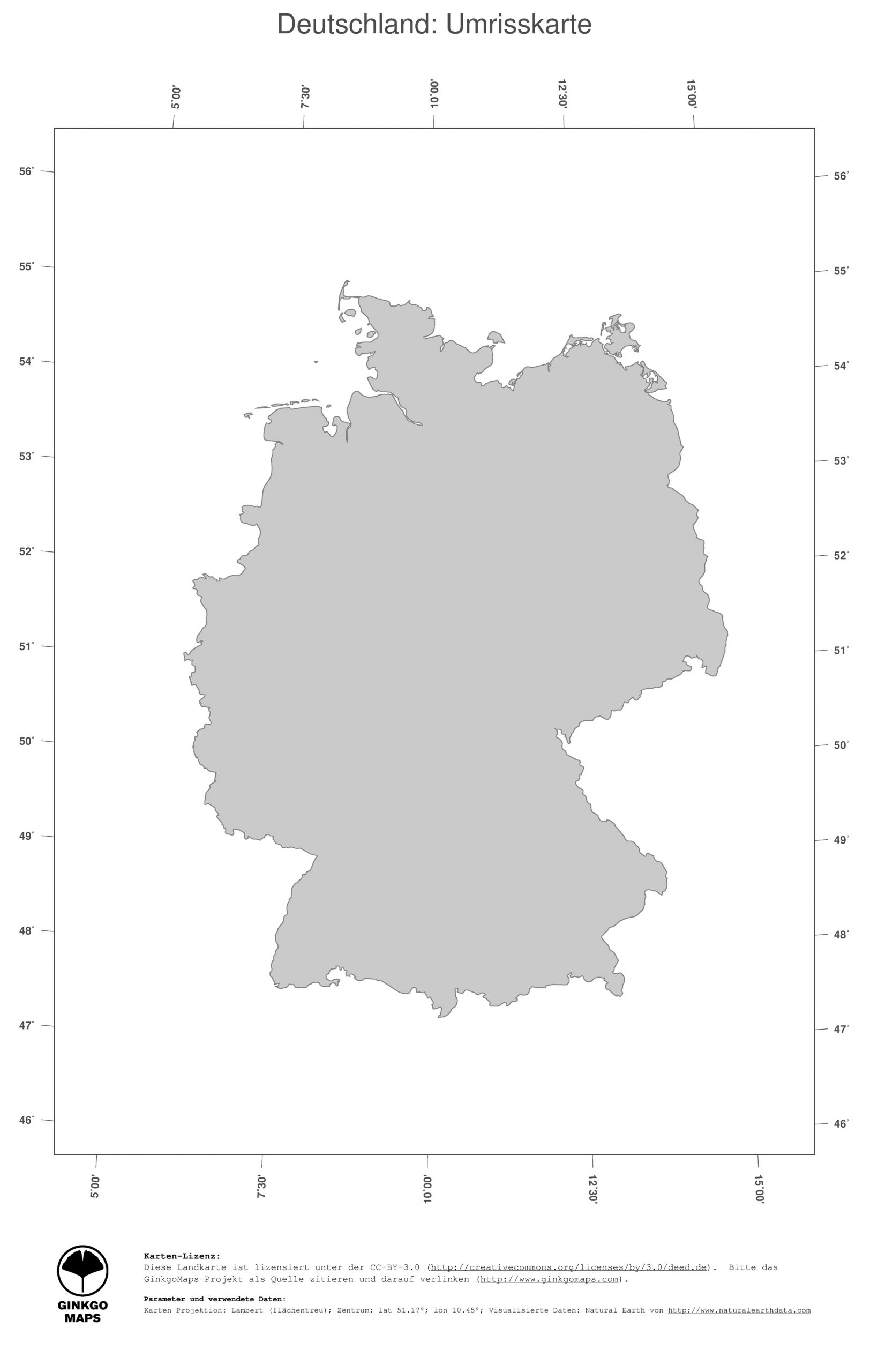 Landkarte Deutschland; Ginkgomaps Landkarten Sammlung bestimmt für Deutschlandkarte Din A4
