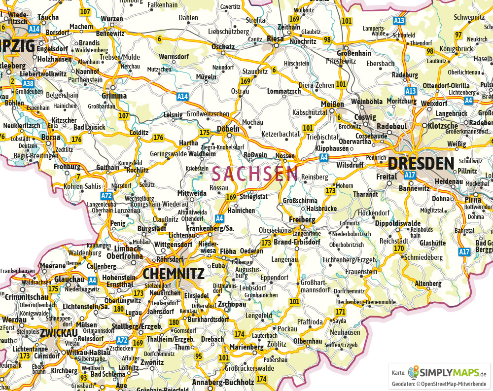 Landkarte Sachsen verwandt mit Landkarten Drucken