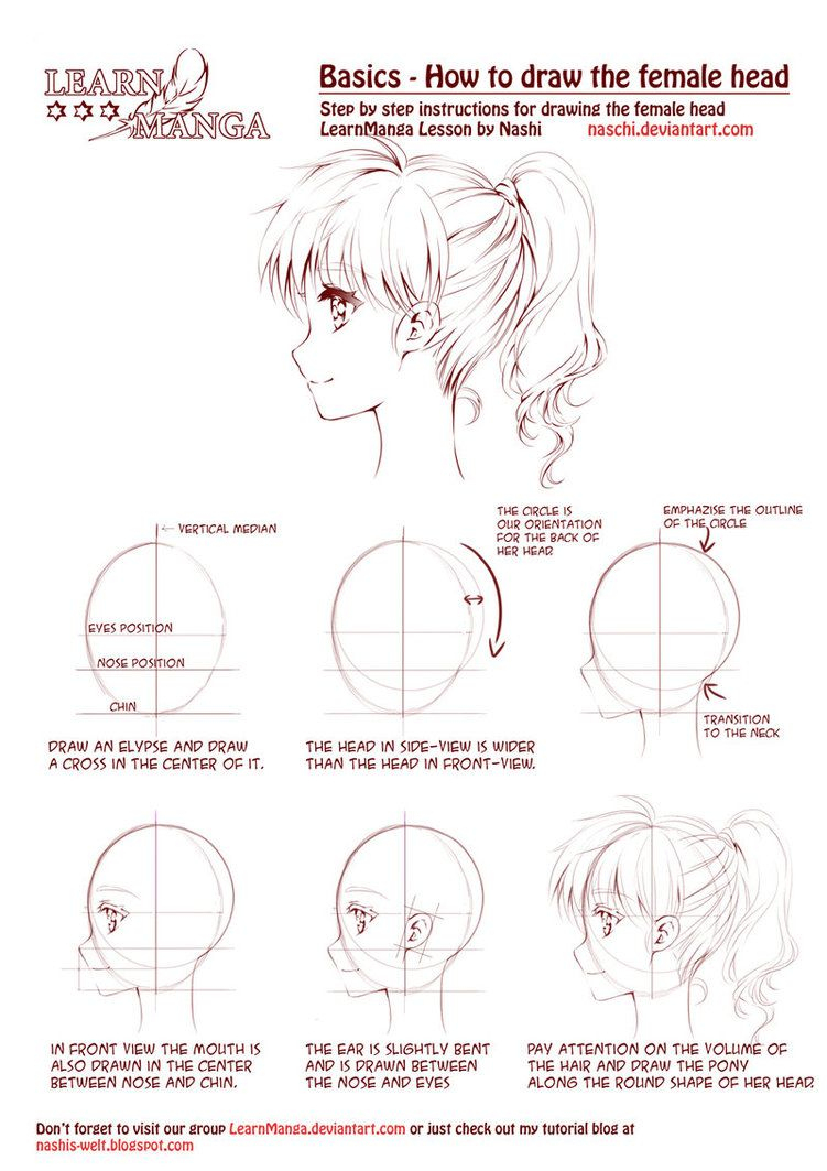 Learn Manga: How To Draw The Female Head Side By *naschi On ganzes How To Draw Anime Nose Step By Step