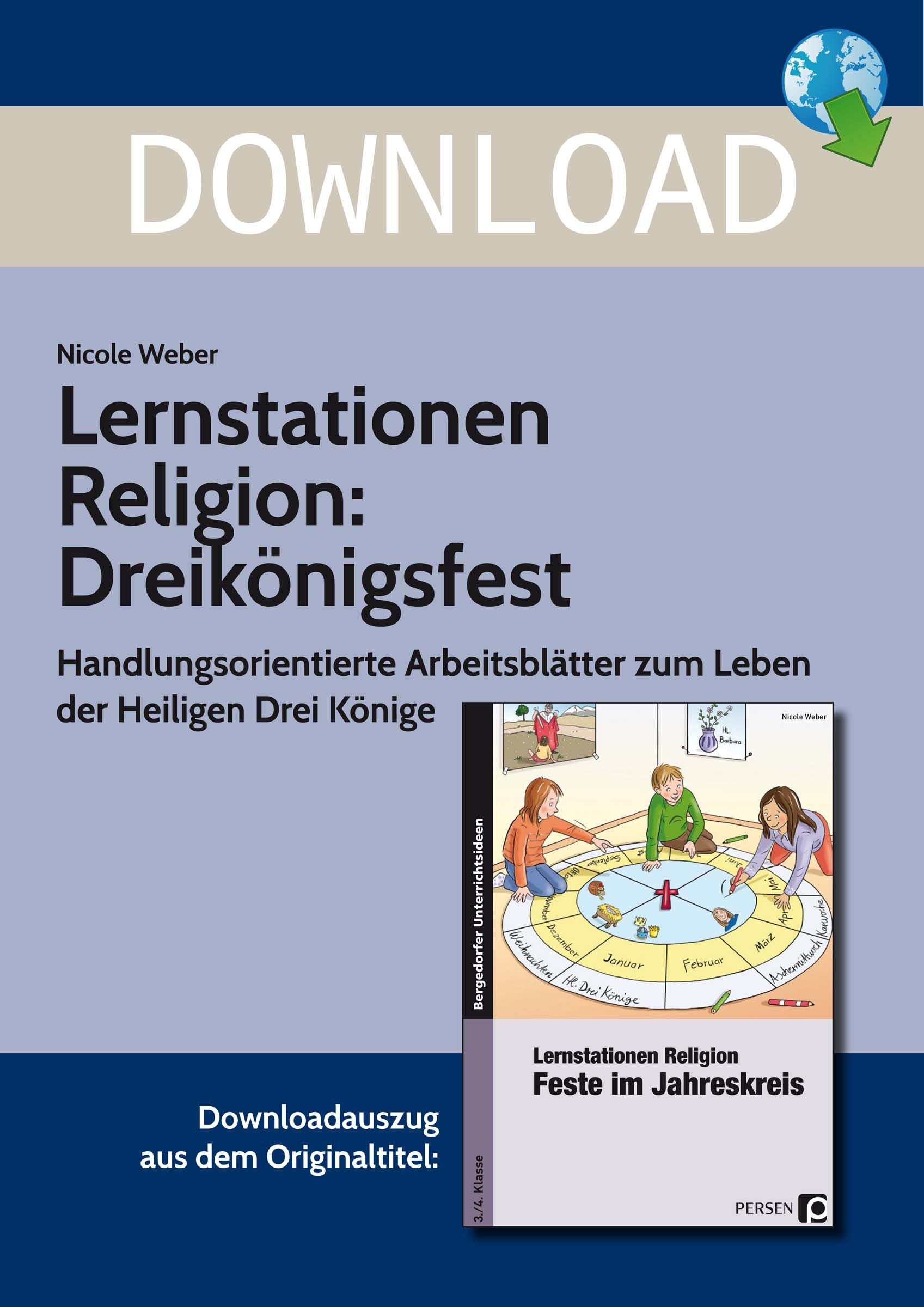 Lernstationen Religion: Dreikönigsfest über Heilige Drei Könige Unterrichtsmaterial Grundschule