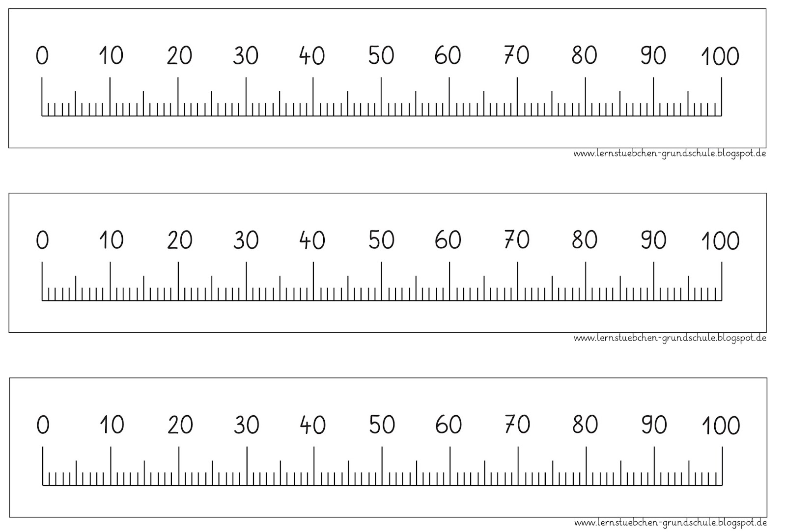 Lernstübchen: Der Zahlenstrahl in Zahlenstrahl Bis 100 Zum Ausdrucken
