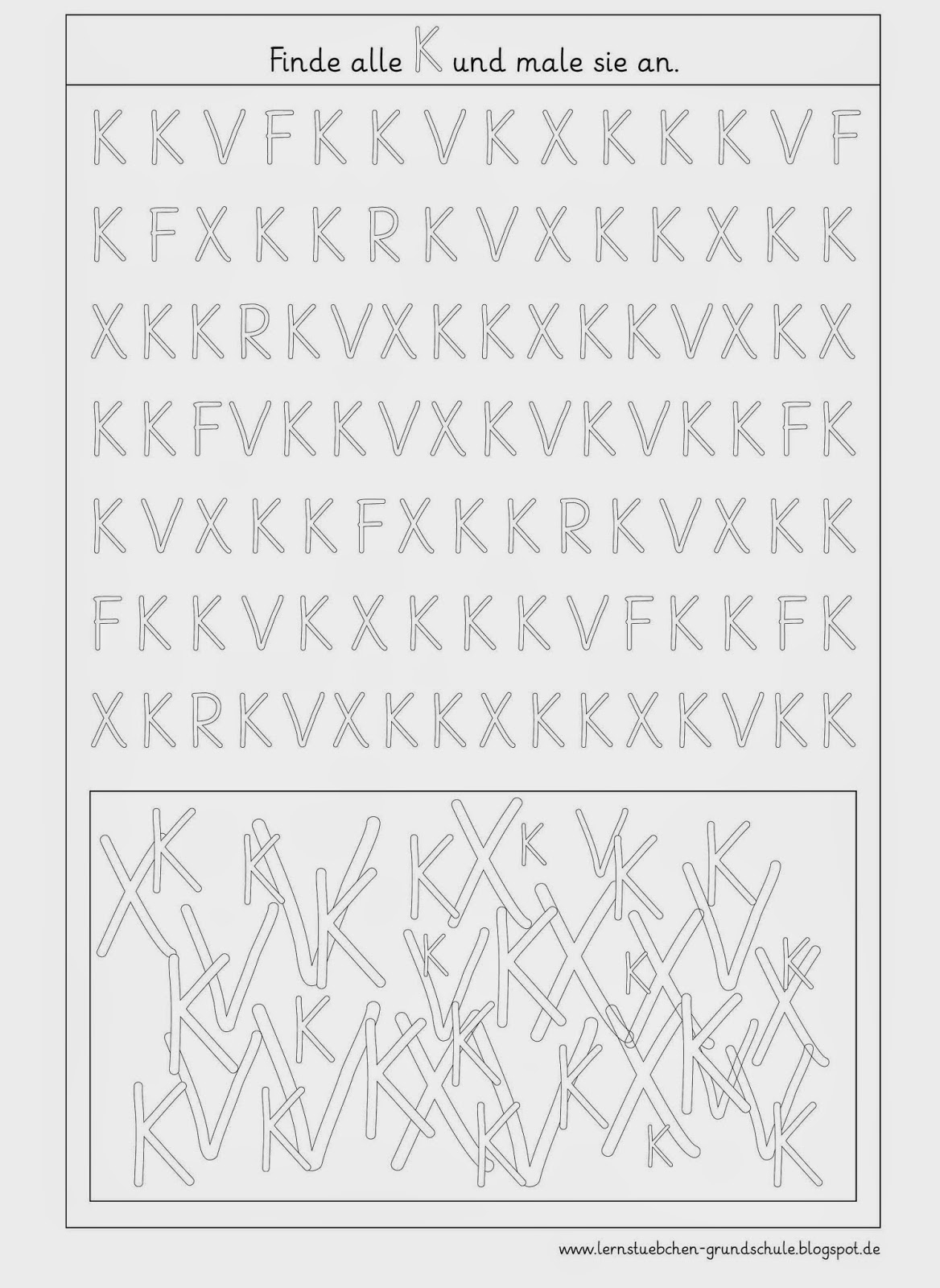 Lernstübchen: Optische Anayse K - K bestimmt für Buchstabeneinführung K