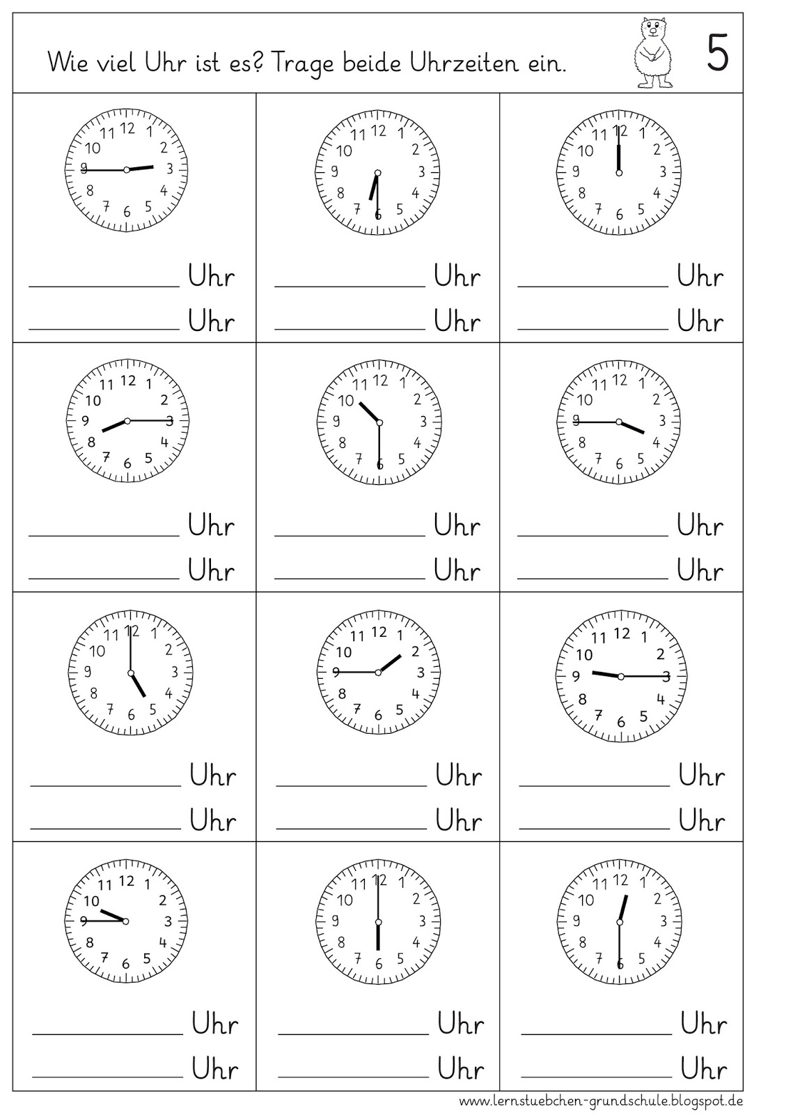 Lernstübchen: Uhrzeiten Lesen - Alles Mischen für Uhrzeiten Lernen Grundschule