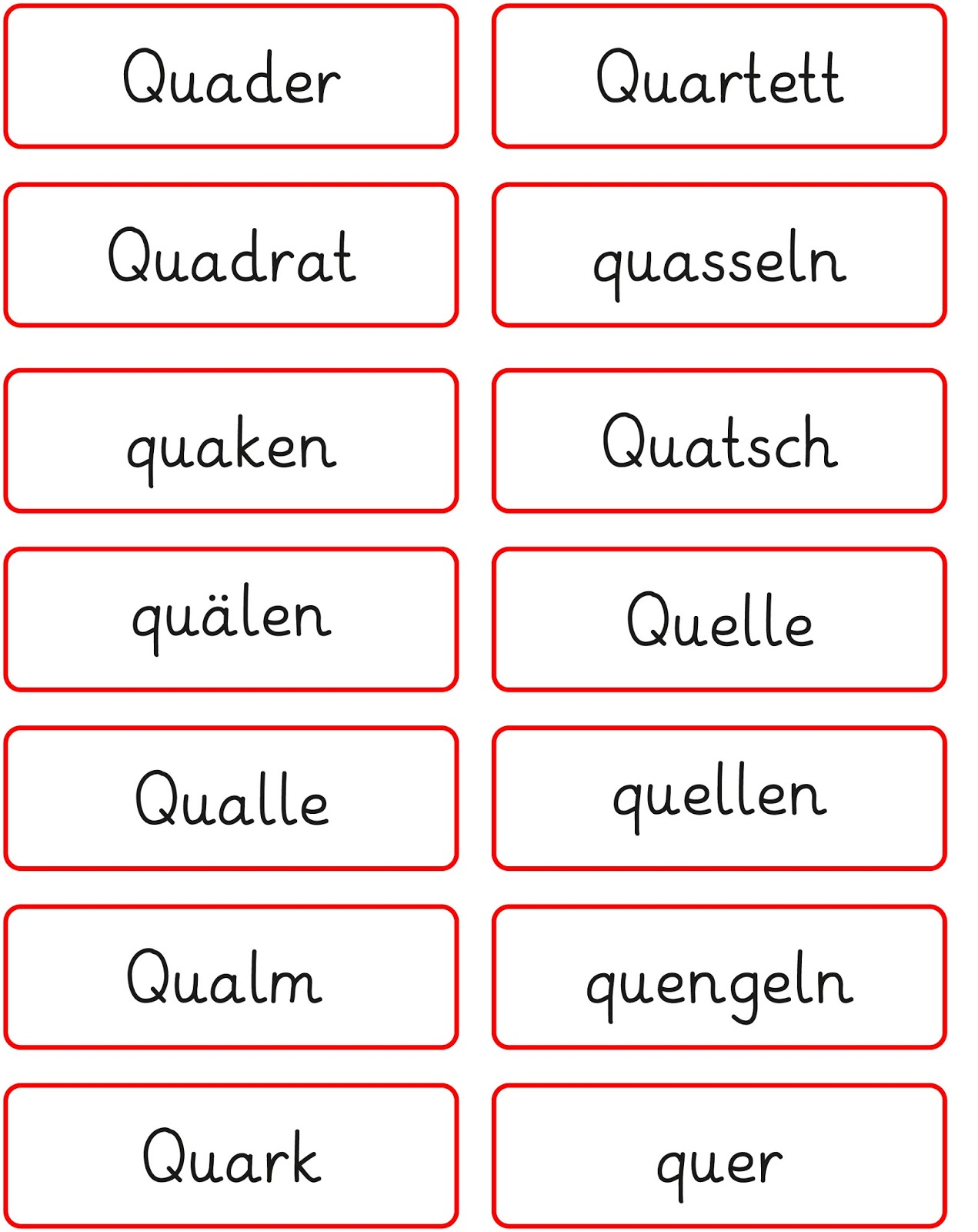 Lernstübchen: Wörter Mit Qu bestimmt für Wörter Mit W Am Anfang