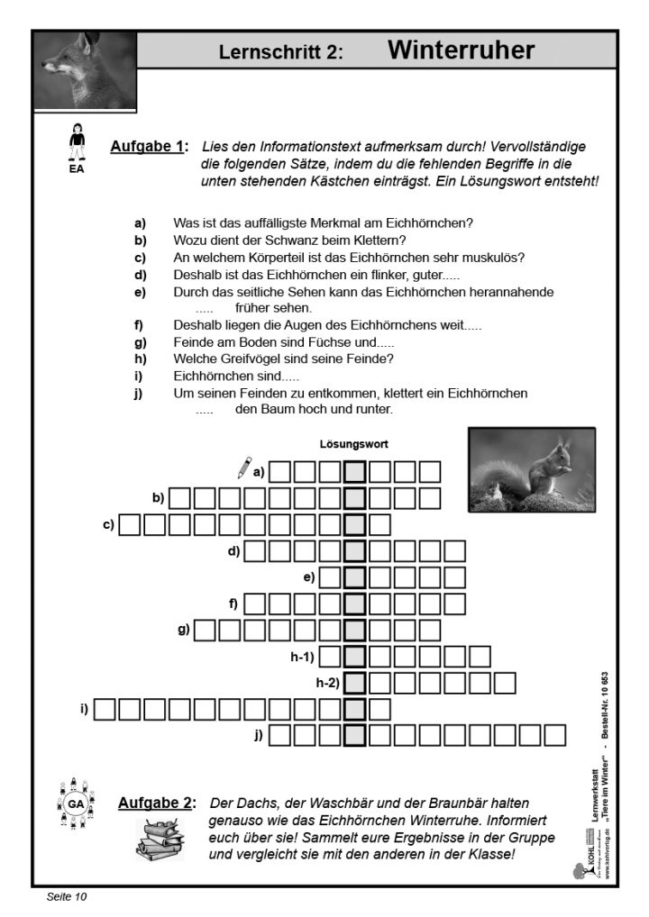 Lernwerkstatt Tiere Im Winter bestimmt für Tiere Im Winter Arbeitsblätter Klasse 5