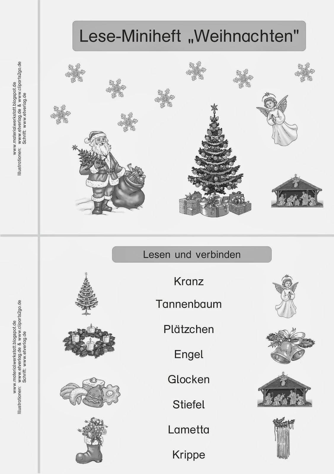 Lese-Miniheft Weihnachten (Mit Bildern) | Deutsche innen Weihnachten Arbeitsblätter Grundschule