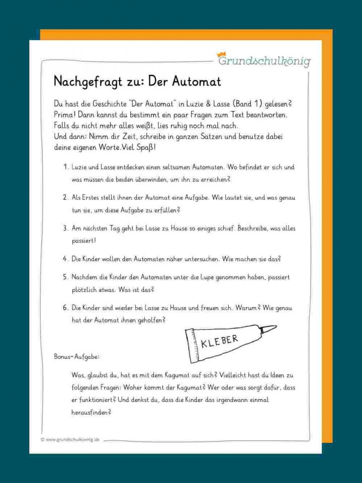 Leseverständnis: Fragen Zum Text ganzes Leseverständnis 4 Klasse Arbeitsblätter Pdf