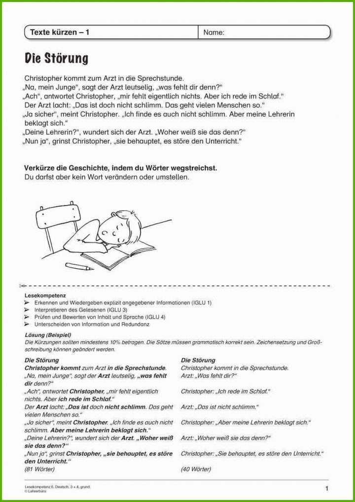 Leseverständnis Klasse 4 | Klassenarbeit Zu Leseverständnis Mit ...