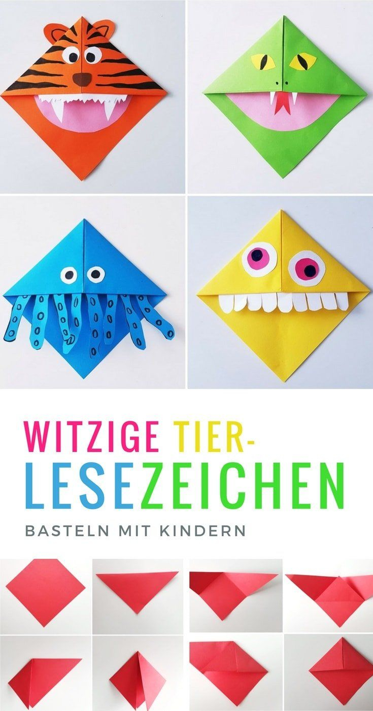 Lesezeichen Basteln: Monster Lesezeichen Falten Mit Kindern in Lesezeichen Basteln Grundschule