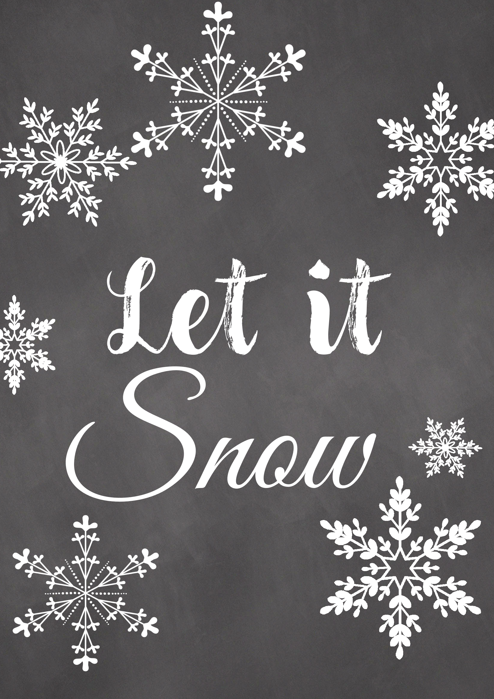 Let It Snow - Printable | Hintergrund Weihnachten in Schwarz Weiß Weihnachtsbilder