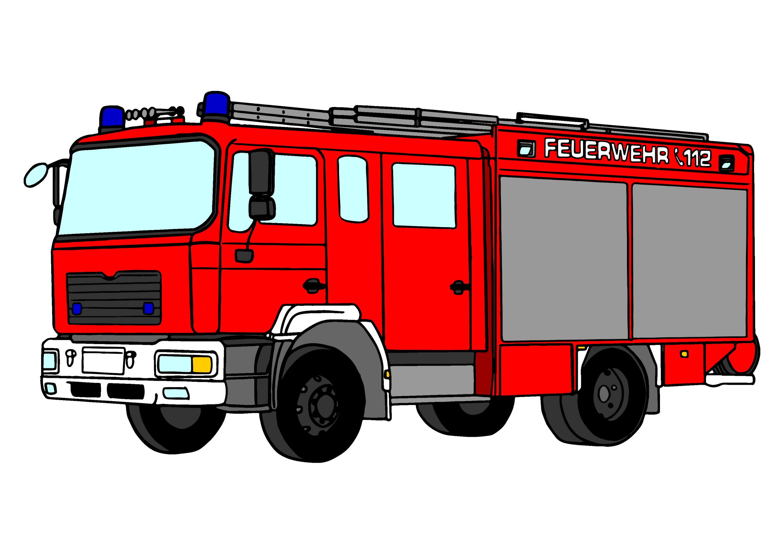 Пожарная машина сбоку рисунок
