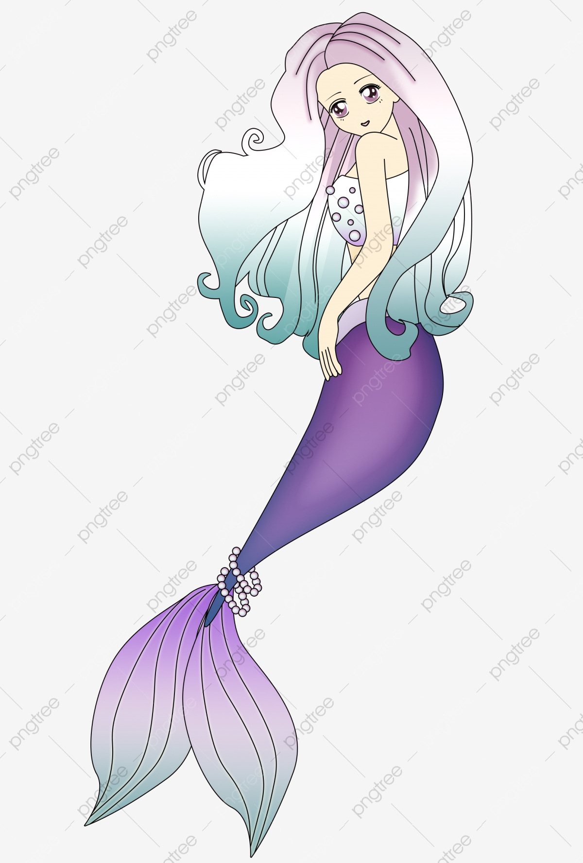 Lila Meerjungfrau Nixe Fantasy Wesen Süße Anime, Diese bei Anime Meerjungfrau