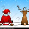 Lizenzfreies Foto 8163728 - Weihnachtsmann Und Rentier Im Schnee Sitzend bei Nikolaus Rentiere