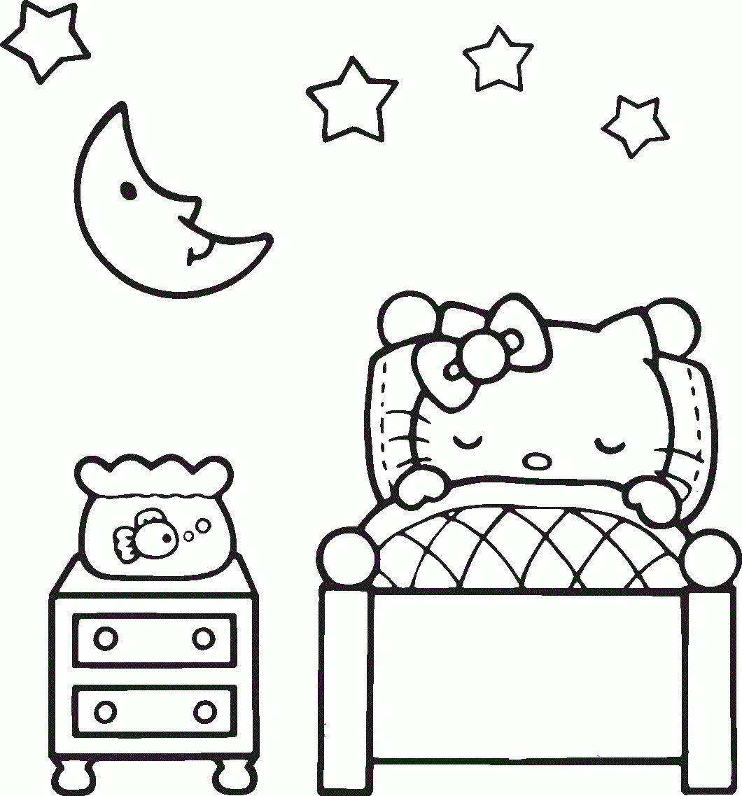 Lovely Sleeping Hello Kitty Coloring Page | Hello Kitty innen Hello Kitty Ausmalbilder Weihnachten