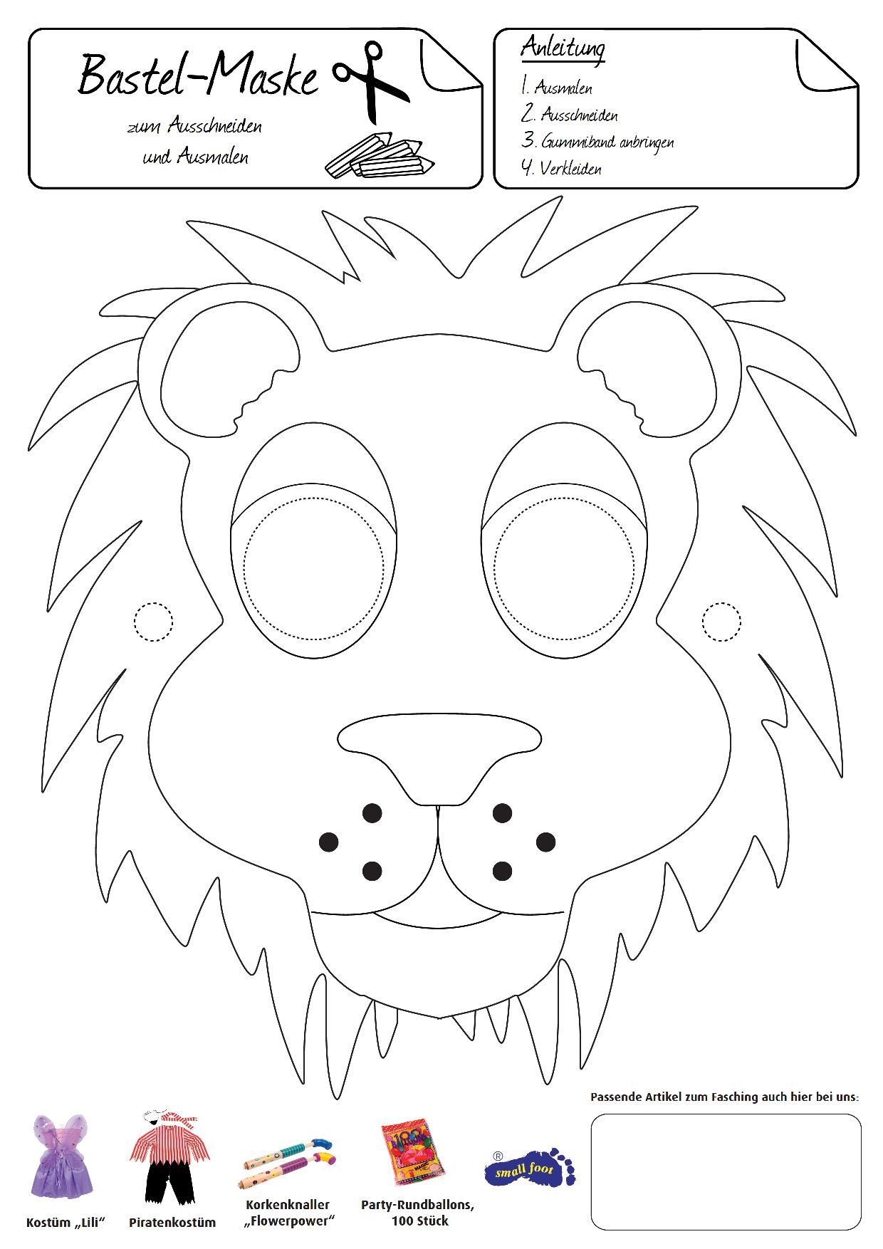 Löwen-Maske. Diese Maske Macht Sie Stolz, Wie Ein Löwe bestimmt für Tiermasken Zum Ausmalen