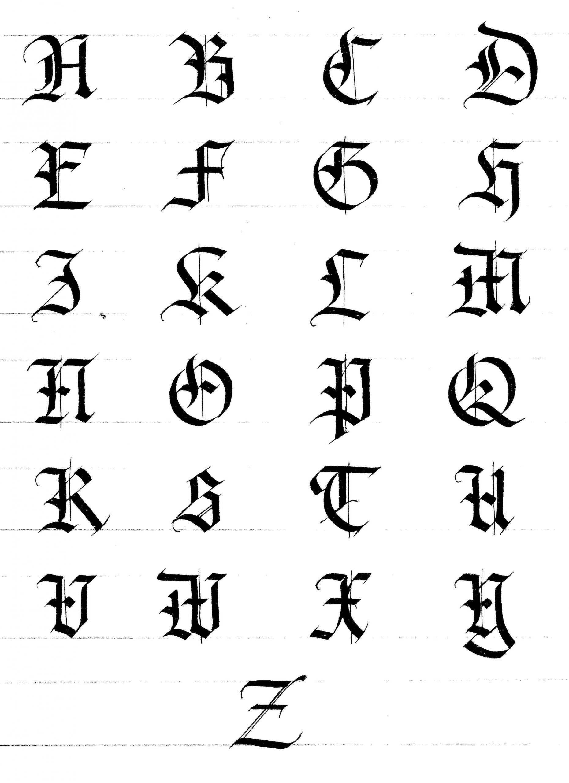Majuscules Textura (Mit Bildern) | Gotische Schrift für Gotische Buchstaben