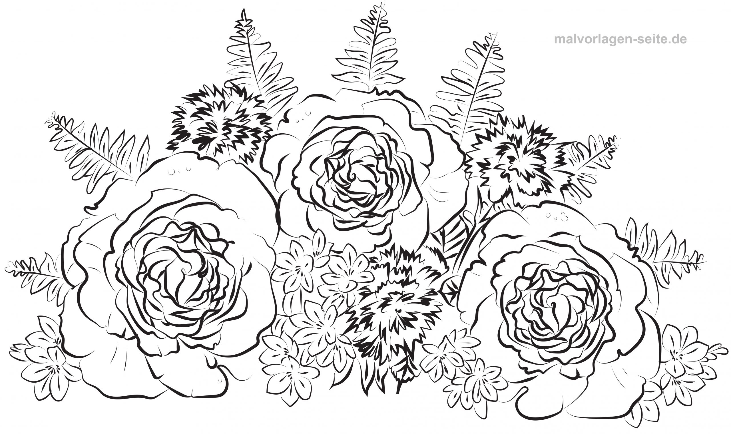 Malvorlage Erwachsene Rosen Blumenstrauß - Ausmalbilder mit Blumenstrauß Ausmalbilder