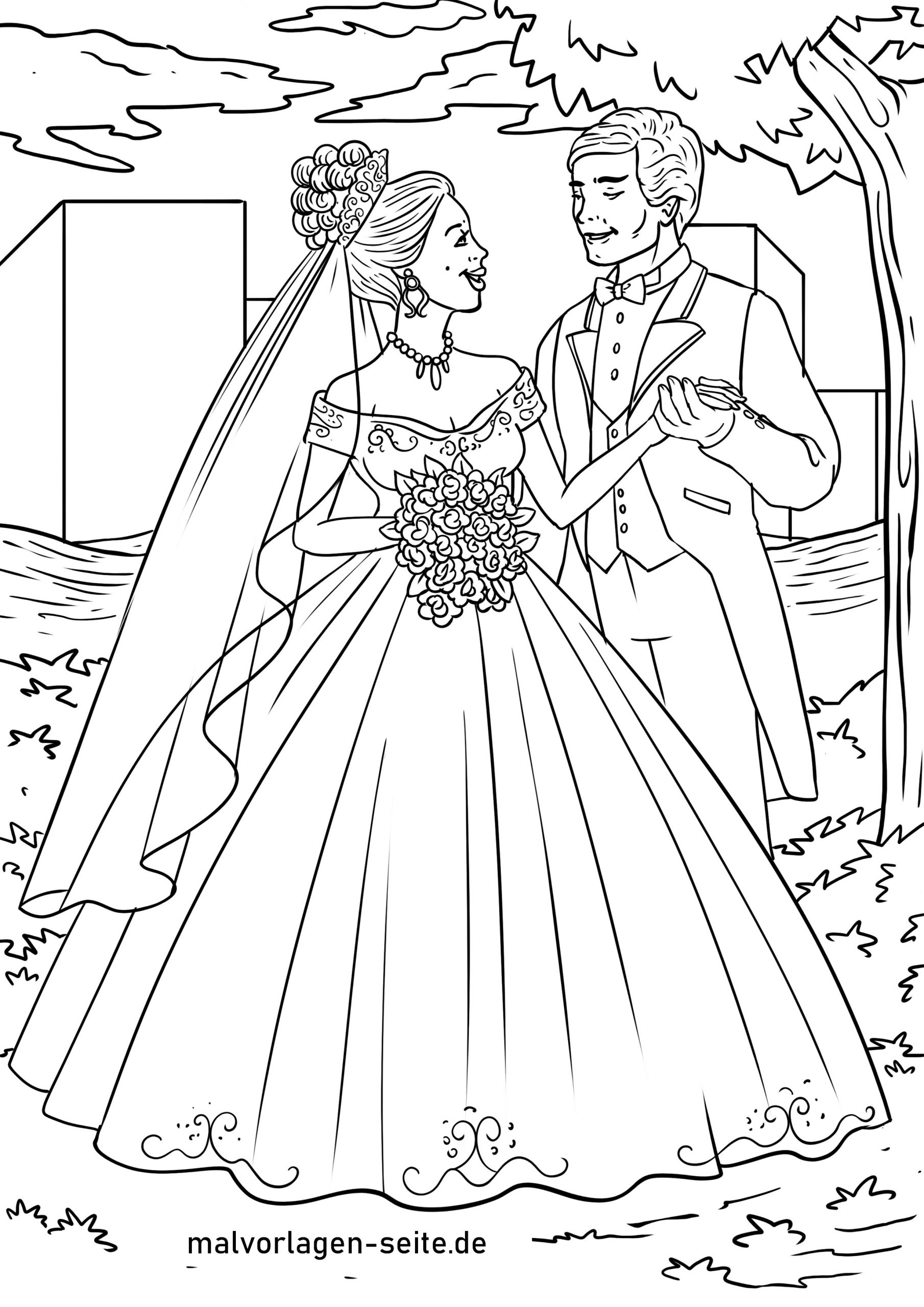 Malvorlage Hochzeit Brautpaar - Ausmalbilder Kostenlos verwandt mit Malvorlage Hochzeit