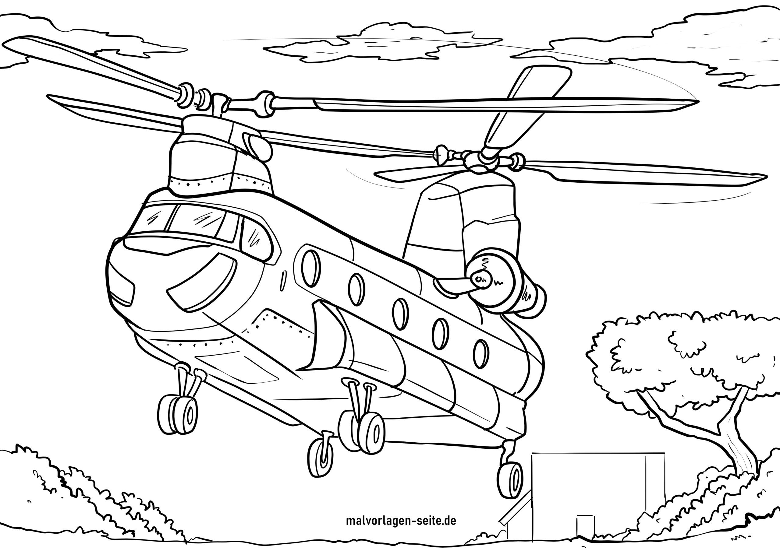 Malvorlage Hubschrauber - Ausmalbilder Kostenlos Herunterladen für Hubschrauber Ausmalbild