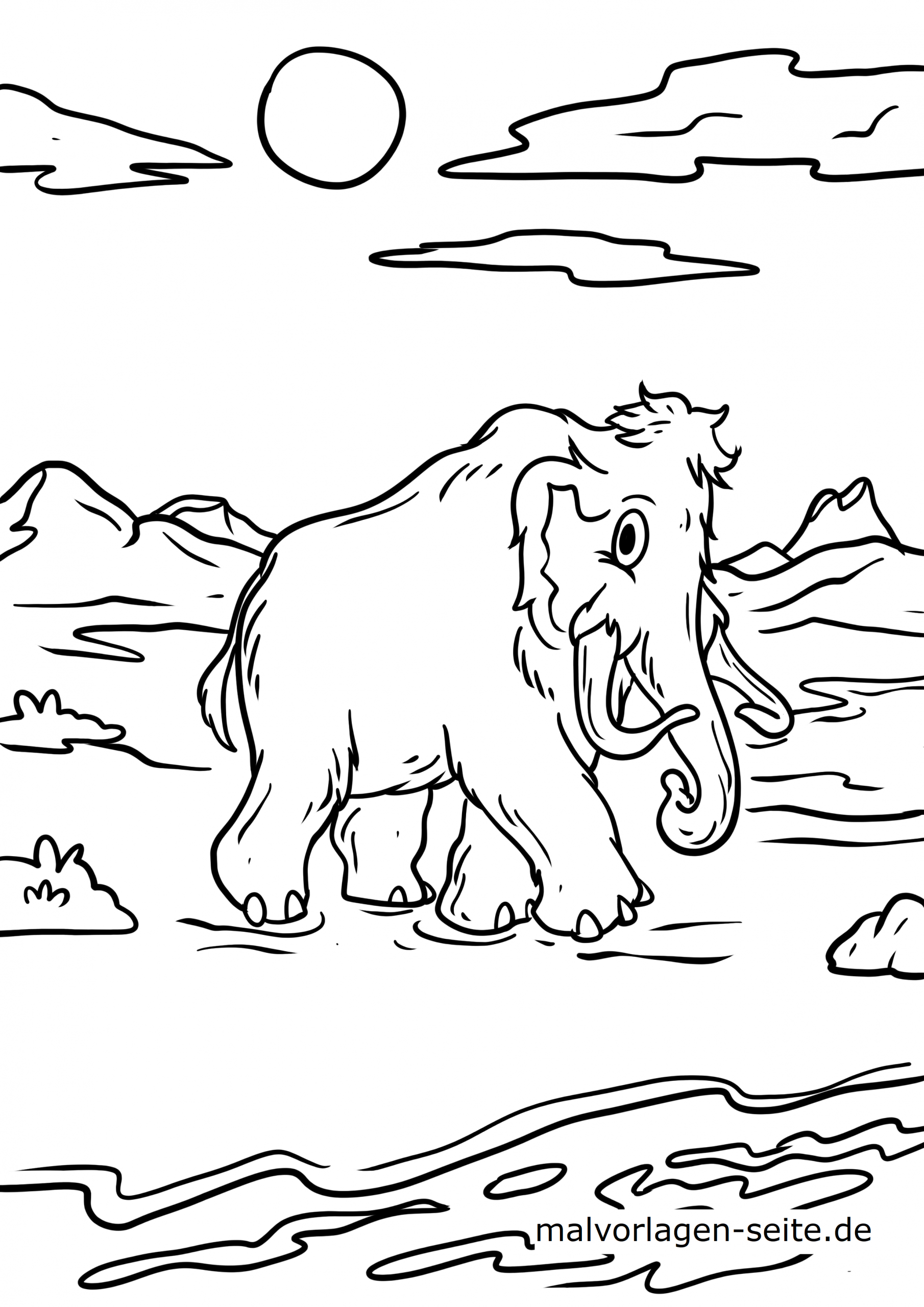 Malvorlage Mammut | Tiere Steinzeit - Ausmalbilder Kostenlos bestimmt für Malvorlage Steinzeit