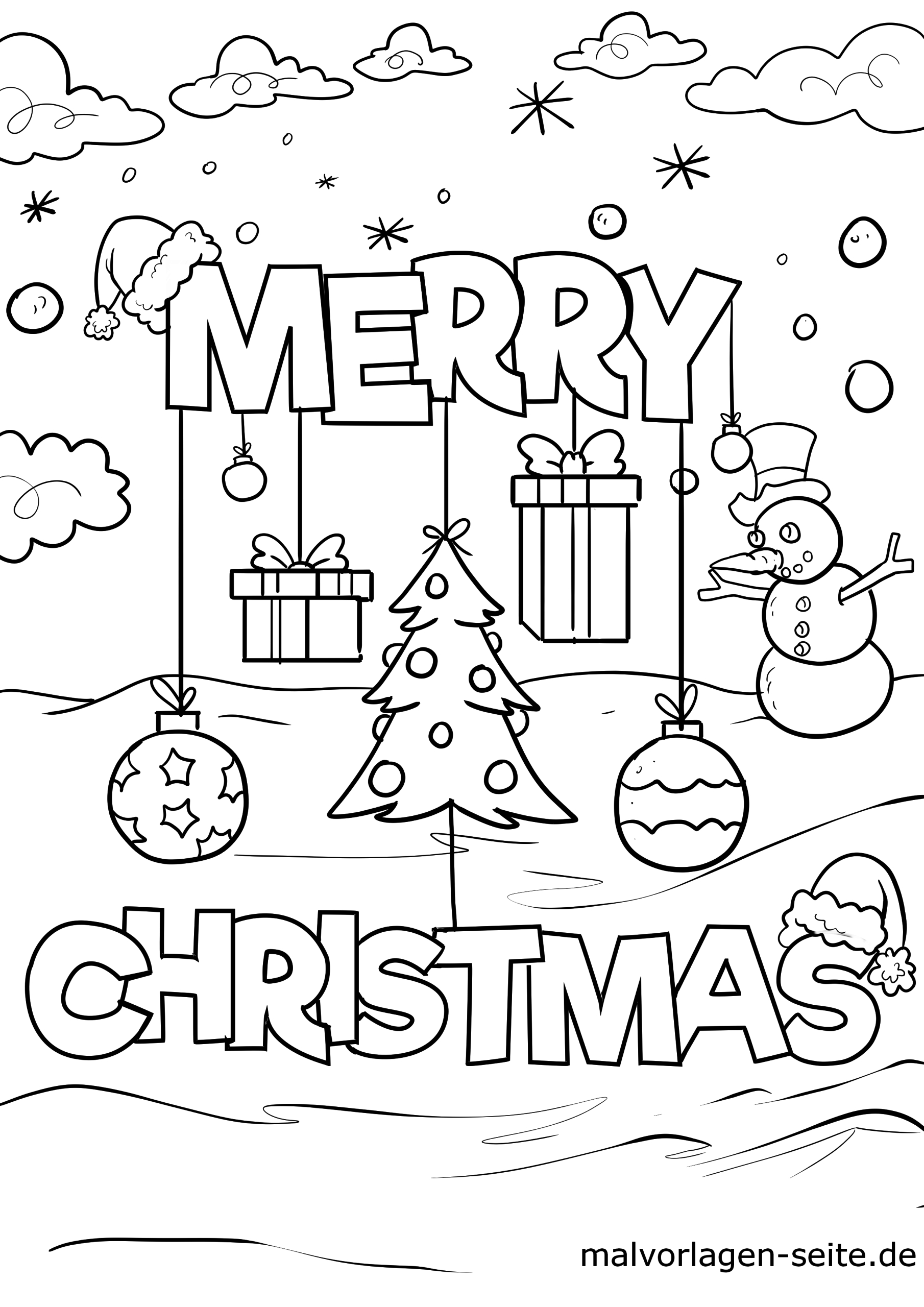 Malvorlage Merry Christmas | Weihnachten - Ausmalbilder in Malvorlagen Weihnachten