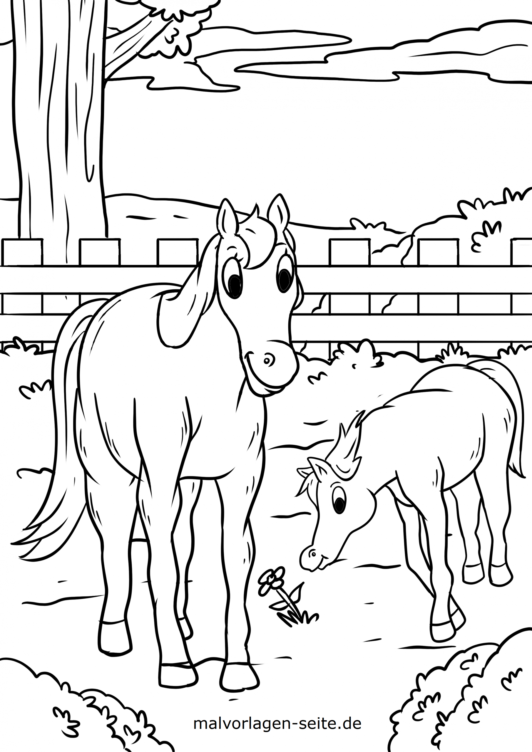 Malvorlage Pferd Und Fohlen Auf Der Weide - Ausmalbilder verwandt mit Ausmalbilder Pferde Im Stall