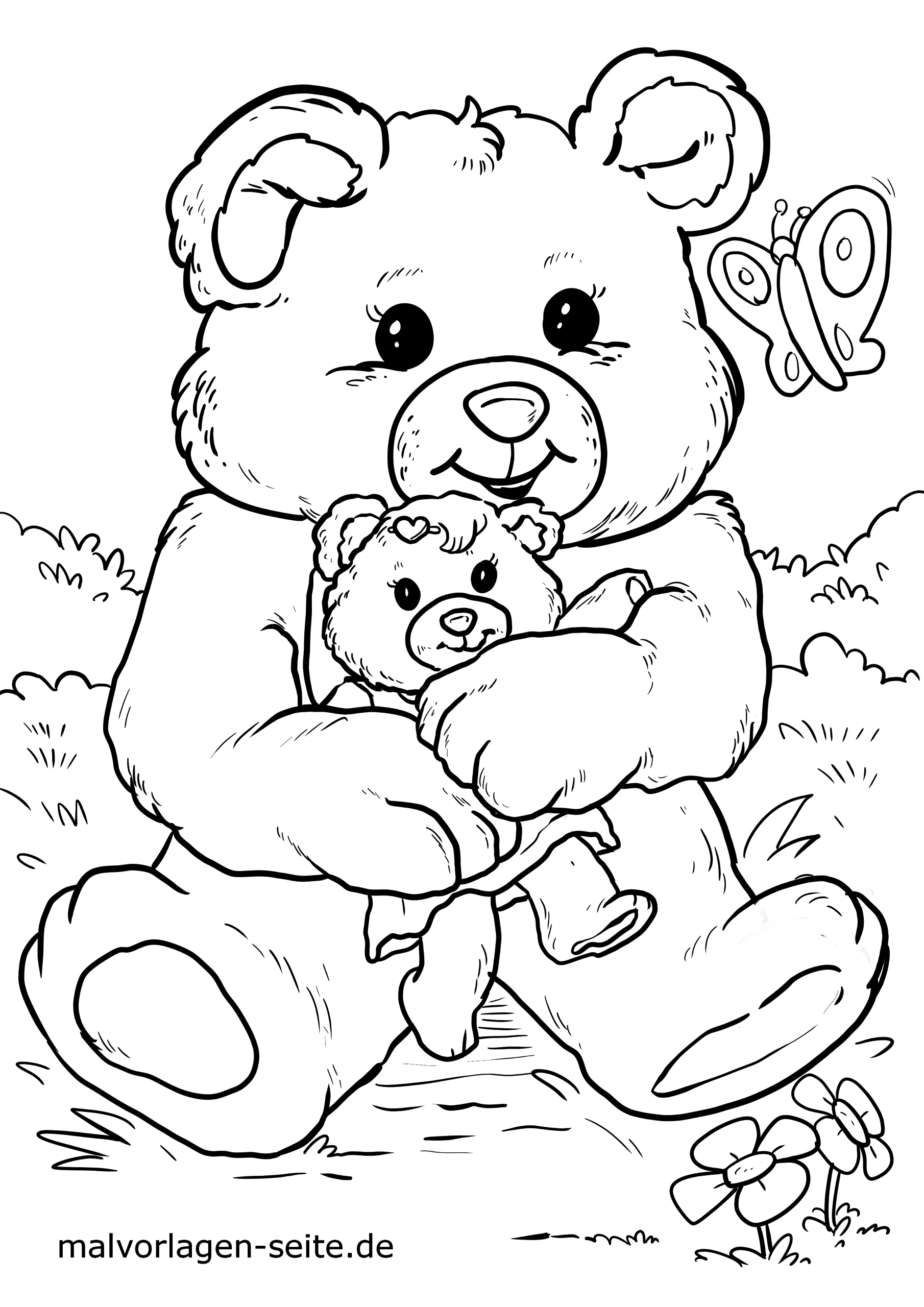 Malvorlage Teddybär | Kinder - Ausmalbilder Kostenlos ganzes Teddybär Zum Ausmalen