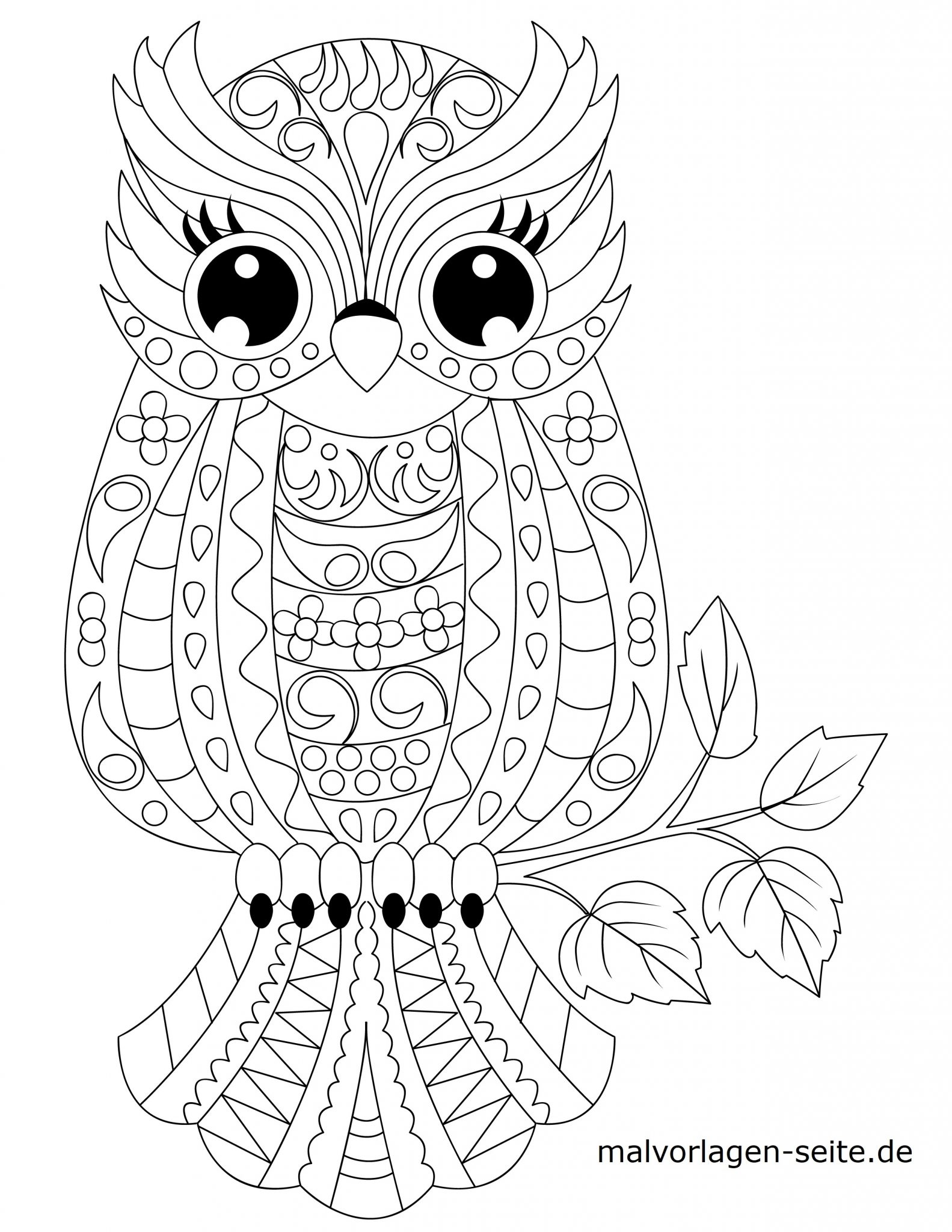 Malvorlage Tiermandala Eule | Tiere Mandala - Ausmalbilder über