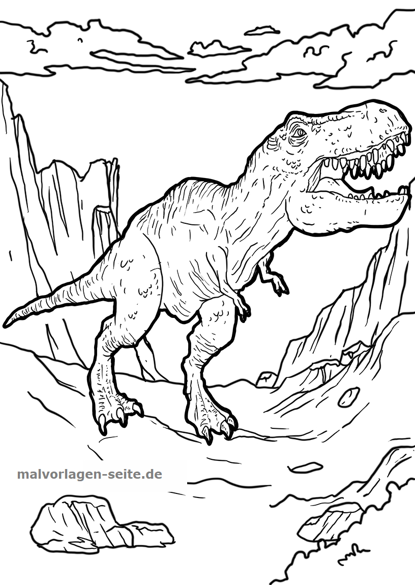 Malvorlage Tyrannosaurus Rex | Dinosaurier - Ausmalbilder für T Rex Ausmalbild