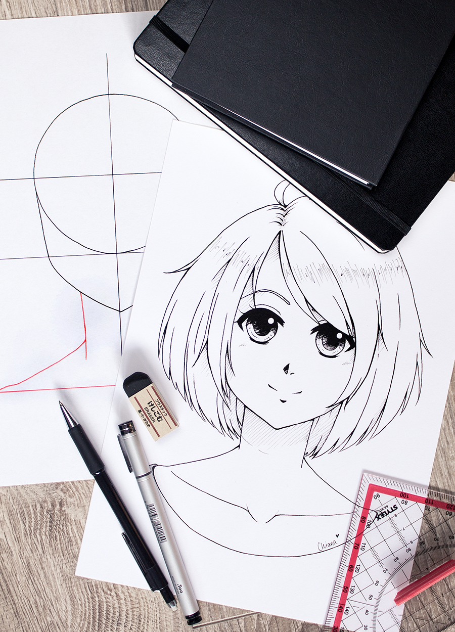 Manga-Gesicht Zeichnen In 12 Schritten: Tutorial Für Anfänger für Manga Augen Zeichnen
