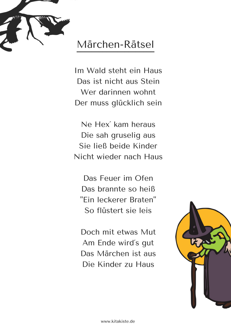 Märchen Rätsel Hänsel Und Gretel Gratis Download Autor über Gedichte Zum Kindergeburtstag Kostenlos