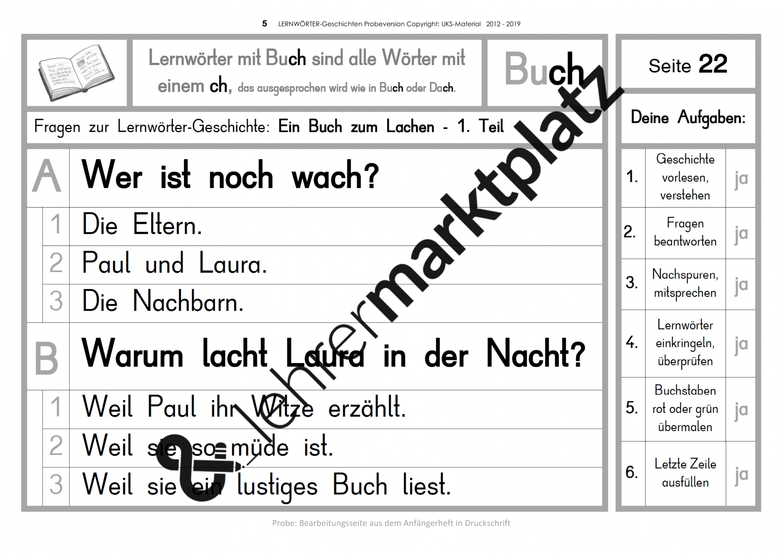 Materialserie Lernwörter-Geschichten Zum Kennenlernen In bestimmt für Druckbuchstabe Rätsel