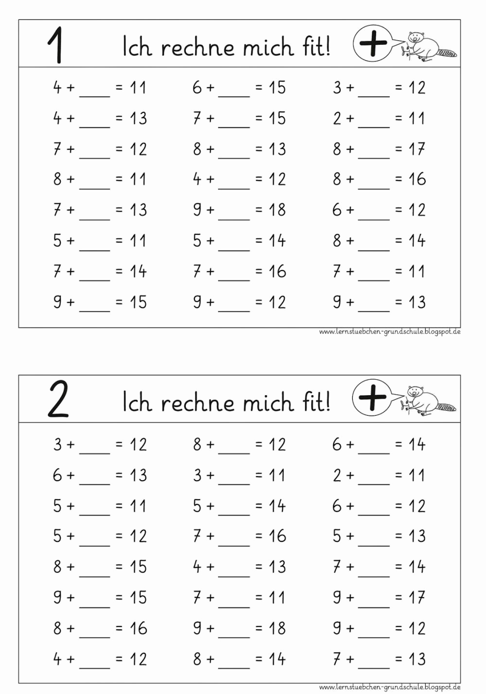 Mathe Übungen Klasse 1 Zum Ausdrucken - kinderbilder ...