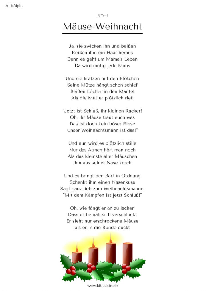 Mäuse-Weihnacht" - Weihnachtsgeschichte In 24 Strophen innen