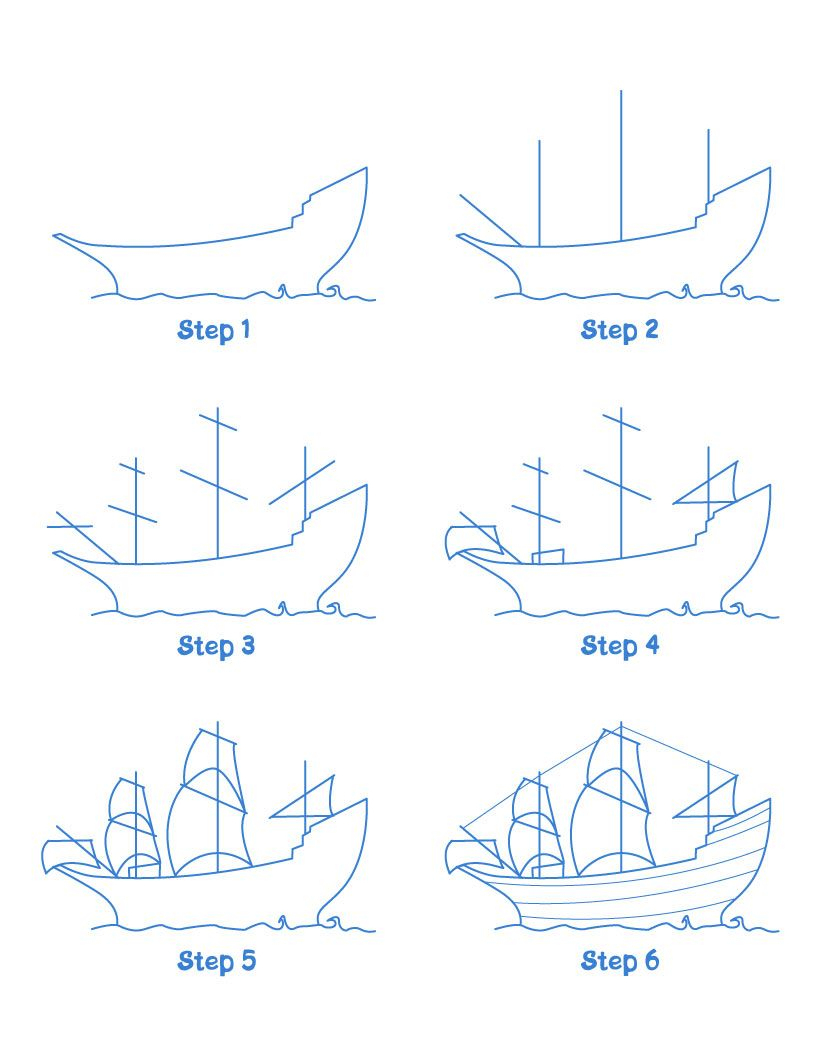 Mayflower Ship Drawing Lesson | Schiff Zeichnen, Zeichnungen bei Schiff Malen